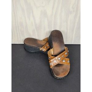 Roper Sandals Women's Size 7 Wedge Platform Western Slide Brown